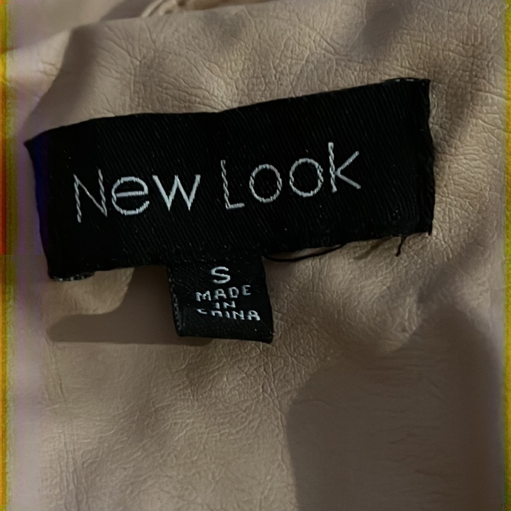 New Look peach / nude zip up faux leather jacket Sz S - Picture 6 of 8